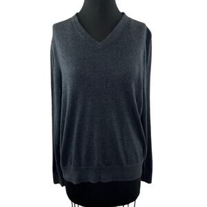 Banana Republic Luxury Blend Silk Cashmere Gray Heather V-Neck Men's Pullover L